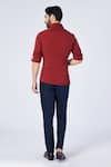 Shop_S&N by Shantnu Nikhil_Red Cotton Embroidered Crest Placement Work Shirt _at_Aza_Fashions