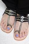 Shop_Sandalwali_Black Lexie Braided Leather Kolhapuri Sandals_at_Aza_Fashions