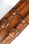 Shop_TROV_Brown Penny Double Buckle Belt _at_Aza_Fashions