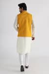 Shop_Smriti by Anju Agarwal_Yellow Bundi - Bam Silk Hand Embroidered Afghani Ruakh And Kurta Set _at_Aza_Fashions