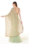 Shop_Rabani & Rakha_Green Net Embroidery Sequin Leaf Sairaa Lehenga Saree With Blouse  _at_Aza_Fashions