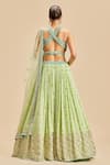 Shop_Nitika Gujral_Green Lehenga Georgette Embroidery Floral Sweetheart Neck Sequin Set _at_Aza_Fashions