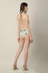 Shop_Limerick by Abirr N' Nanki_Multi Color 82% Polyester Print Peacock And Paisley Theo Neck Monokini  _at_Aza_Fashions