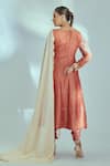 Shop_suruchi parakh_Orange Tussar Silk Woven And Embroidered Mirror & Thread Anarkali Dhoti Pant Set_at_Aza_Fashions