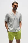 Shop_Terra Luna_White 100% Organic Handloom Cotton Moon Pattern Shirt _at_Aza_Fashions