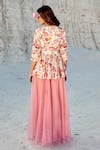 Shop_Nikita Vishakha_Multi Color Georgette, Silk Organza Floral Print Peplum Top And Sharara Set _at_Aza_Fashions