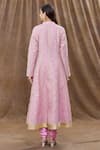 Shop_Aiman_Pink Chanderi Gota Patti, Tassels, Embroidery Mandarin Collar Anarkali Set_at_Aza_Fashions