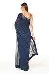Shop_Rabani & Rakha_Blue Georgette Sequins, Cut Work Zaynab Embroidered Saree With Strappy Blouse _at_Aza_Fashions