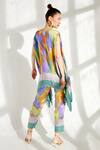 Shop_Garima Bindal_Multi Color Pure Modal Satin Printed Abstract V Neck Candy Kaftan And Pant Set_at_Aza_Fashions