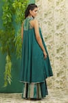 Shop_Alaya Advani_Green Muslin Silk Print And Embroidery Floral Yoke Sleeveless Kurta & Palazzo Set _at_Aza_Fashions