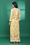 Shop_The Chikankarists_Yellow Mul Cotton Printed Kurta And Chikankari Palazzo Set_at_Aza_Fashions