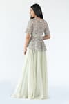 Shop_Nikita Vishakha_Green Gharara Organza, Top Tulle Dori, Moti Scallop Neck And Peplum Set _at_Aza_Fashions