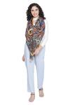 Shop Shingora Blue Printed Paisley Stole at Aza Fashions Shop_Shingora_Blue Printed Paisley Stole _at_Aza_Fashions