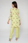 Shop Bha Sha Green Georgette, Satin V-neck Stella Floral Print Tunic And Straight Pant Set at Aza Fashions Shop_Bha Sha_Green Georgette, Satin V-neck Stella Floral Print Tunic And Straight Pant Set _at_Aza_Fashions