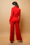 Shop_Ahi Clothing_Red Imported Luxury  Lining Cropped Blazer With Front Slit Pant _at_Aza_Fashions