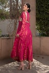 Shop Soniya G Fuchsia Handloom Cotton Embroidery, Sequins Round Geometric Pattern Anarkali at Aza Fashions Shop_Soniya G_Fuchsia Handloom Cotton Embroidery, Sequins Round Geometric Pattern Anarkali _at_Aza_Fashions