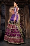 Shop_The Royaleum_Purple Anarkali- Upada Silk Printed Patola Colorblock With Dupatta  _at_Aza_Fashions