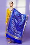 Shop Naintara Bajaj Blue Silk Embroidery Floral Pattern Dupatta at Aza Fashions Shop_Naintara Bajaj_Blue Silk Embroidery Floral Pattern Dupatta _at_Aza_Fashions