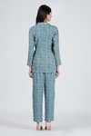 Shop_Soniya G_Blue Silk And Embellishment Stripe Lapel Collar Shirt & Pant Set _at_Aza_Fashions