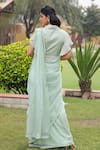 Shop_House Of Tushaom_Green Organza Embroidery Sequin Spread Collar Pre-draped Saree With Blouse _at_Aza_Fashions