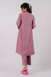 Shop_Tussah by Siddhi Shah_Purple Cotton Cut-work Circle V Cut Work Bell Sleeve Kurta With Pant  _at_Aza_Fashions