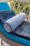 Shop_Throwpillow_Blue Blend Of Cotton And Polyester Tassel Striped Bolster Cover _at_Aza_Fashions