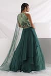 Shop_Smriti By Anju Agarwal_Green Organza, Net, Taffeta Beads, Lorena Layered Lehenga And Blouse Set _at_Aza_Fashions