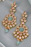 Shop_Swabhimann_Blue Diamonds, Stones Kundan Embellished Earrings_at_Aza_Fashions