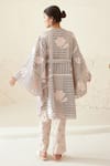 Shop_Cotton and Clay_Off White Modal Hand Block Printed Chanderi Kimono Trouser Set  _at_Aza_Fashions