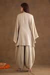Shop_Nikasha_Beige Rayon Beads, Embroidery V-neck Yoke Kaftan Top And Baggy Pant Set _at_Aza_Fashions