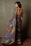 Shop_RI.Ritu Kumar_Blue Viscose, Rayon Embroidery Romantic Flower Print Saree_at_Aza_Fashions