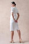 Shop_Thetaa_White Polyester Solid Square Neck A-line Dress _at_Aza_Fashions