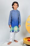 Shop Vivedkids Blue Crepe, Cotton Floral Print Kurta Set at Aza Fashions Shop_Vivedkids_Blue Crepe, Cotton Floral Print Kurta Set _at_Aza_Fashions