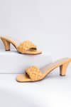 Shop_Myra_Yellow Square Toe Block Heels_at_Aza_Fashions