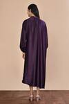 Shop_Khwaab by Sanjana Lakhani_Purple Milano Satin Draped Asymmetric Kaftan_at_Aza_Fashions