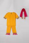 Shop_Byb Premium_Yellow Cotton, Silk, Chiffon Pom-poms, Embroidery, Tassels Kurta Salwar Set _at_Aza_Fashions