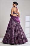 Seema Gujral_Purple Net Embroidered Sequins V Neck Bridal Lehenga Set  _Online_at_Aza_Fashions