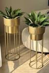Shop Mason Home Gold Iron Brooklyn Fluted Planter - Set Of 2 at Aza Fashions Shop_Mason Home_Gold Iron Brooklyn Fluted Planter - Set Of 2_at_Aza_Fashions