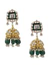 Shop_Riana Jewellery_Green Jadtar Stone Embellished Jhumkas _at_Aza_Fashions