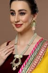 Shop_Dugran By Dugristyle_Pink Kundan Embellished Long Pendant Necklace Set _at_Aza_Fashions