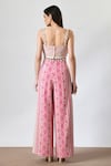 Shop_Salt and Spring_Pink Embroidery V Neck Pattern Pant And Crop Top Set _at_Aza_Fashions