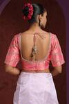 Shop_Weaver Story_Pink Tissue Embroidery Zardozi V Neck Neckline Blouse _at_Aza_Fashions