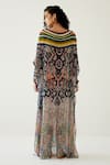 Shop_Payal Jain_Black Georgette Abstract Pattern V Neck Striped Kaftan_at_Aza_Fashions
