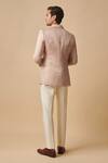 Shop_Philocaly_Pink Wool, Silk Embroidery Rouge Diamond Pattern Tuxedo Blazer_at_Aza_Fashions