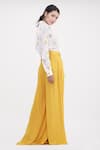 Shop_Shruti S_Yellow Modal Hand Block And Tie-dye Falling Man & Abstract Jumpsuit _at_Aza_Fashions