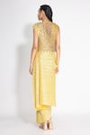 Shop_431-88 by Shweta Kapur_Yellow Pleated Silk Metallic Pre-draped Saree And Honeycomb Jacket Set  _at_Aza_Fashions