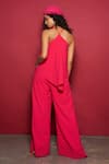 Shop_Style Junkiie_Fuchsia Moss Crepe Plain Halter Neck Flared Jumpsuit  _at_Aza_Fashions