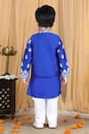 Shop_The little celebs_Blue Silk, Satin Embroidery Electric Kurta Set _at_Aza_Fashions