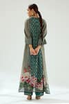 Shop_Rajdeep Ranawat_Green Silk Printed Geometric V Neck Banera Kimono Tunic _at_Aza_Fashions