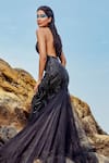 Shop_Bhawna Rao_Black Italian Tulle Embroidery Sequin And Cutdana Halter Neck Gown  _at_Aza_Fashions